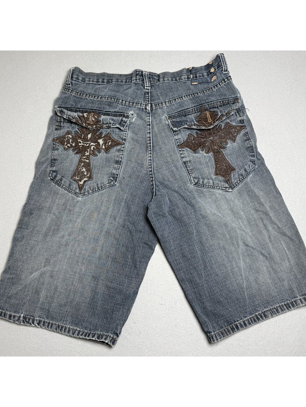 Vintage Red Ape Shorts Mens 36 Blue Baggy  Embroidered Jorts Grunge Skater Y2K